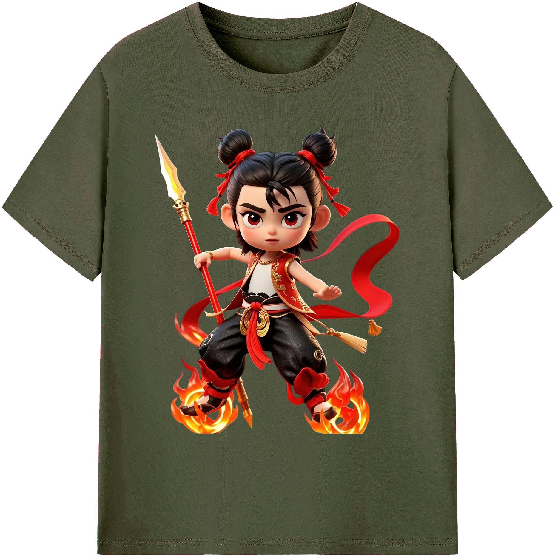 （画像用） Ne Zha 2 ナタ 魔童の大暴れ 綿100％ メンズ半袖Tシャツ｜肌触りやわらか＆通気性